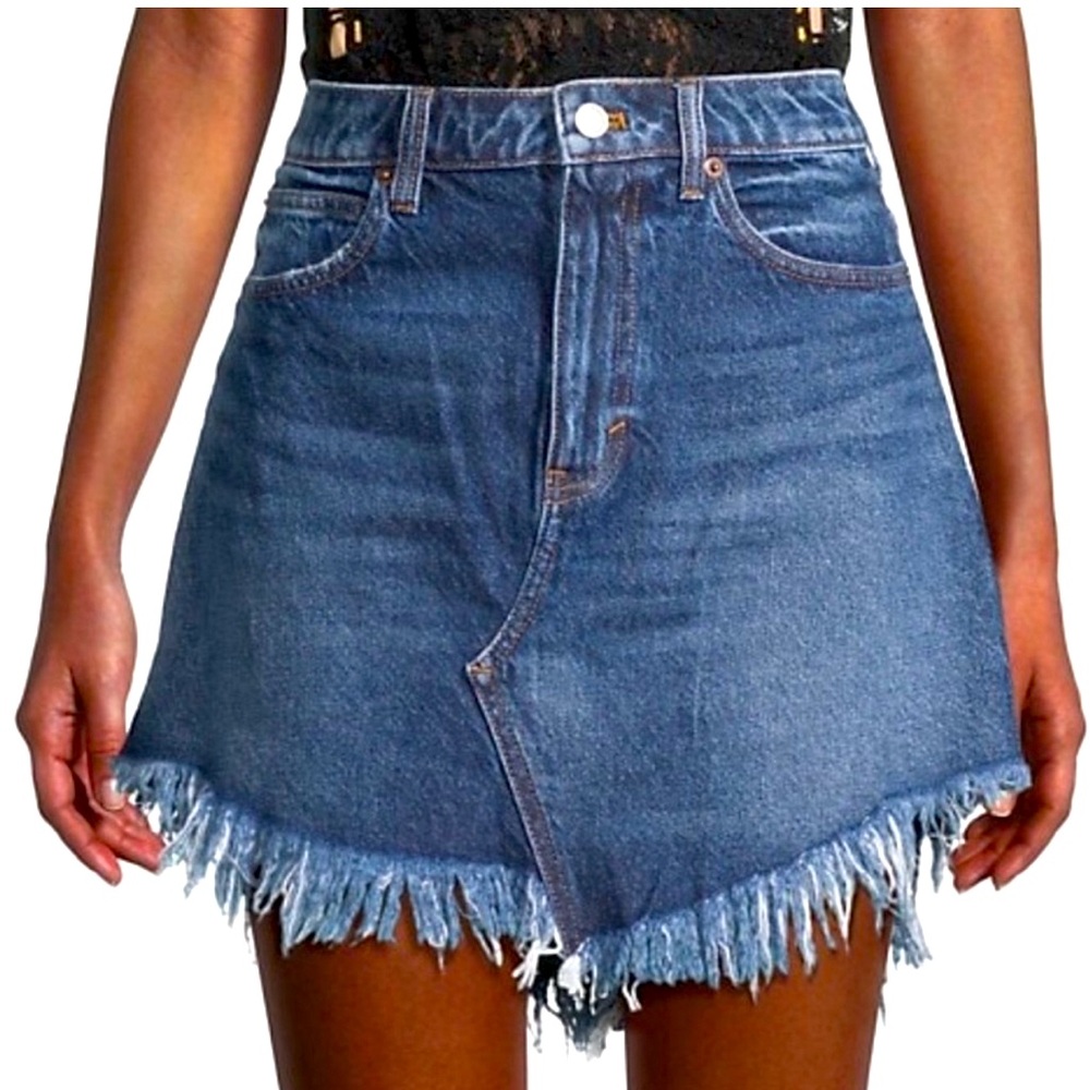 We The Free Blue Denim Mini Skirt